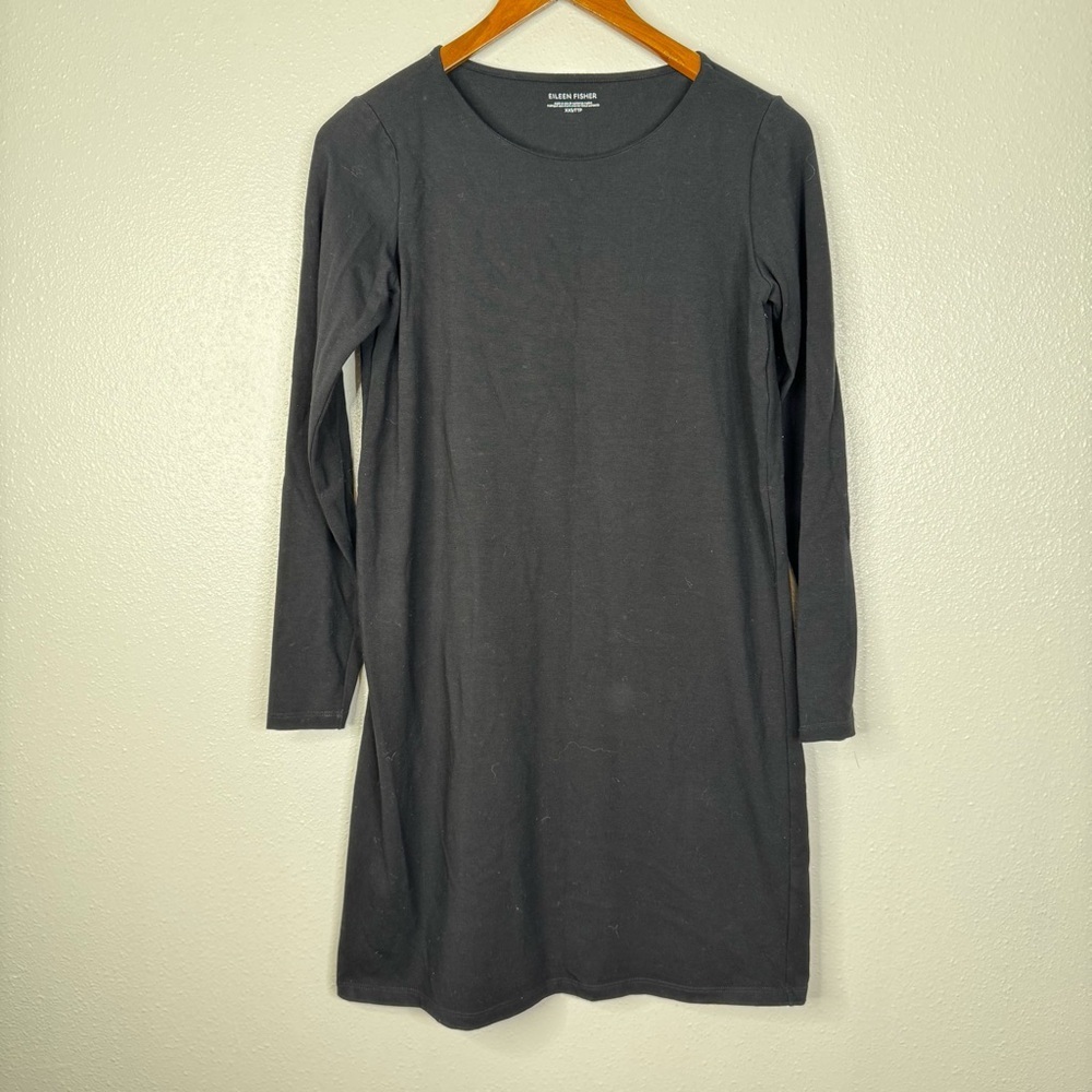 Eileen Fisher Black Long‎ Sleeve Swing Dress Size Xxs